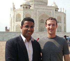 Mark Zukerberg with Tour guide in Taj Mahal
